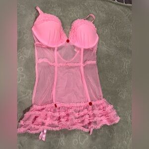 NWOT Victoria's Secret Pink Sheer Lace Babydoll Chemise